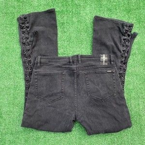 vintage lip service full lace up black denim jeans